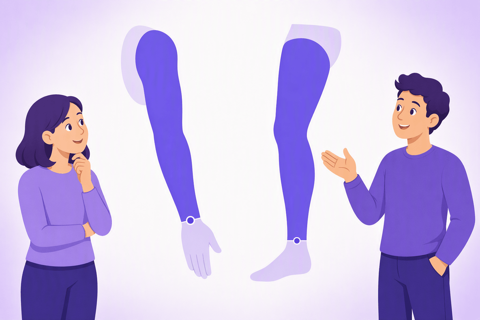 Diagram contrasting the arm from shoulder to wrist with the hand below the wrist, and the leg from hip to ankle with the foot below the ankle
